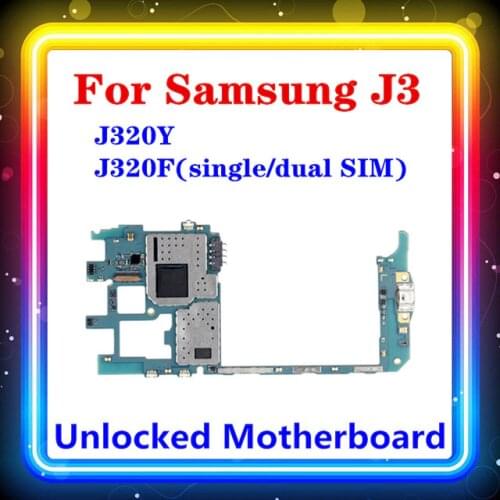 Original Motherboard For Samsung Galaxy J3 J320Y J320F(1 SIM / 2 SIM) Mainboard With Full Chips Android OS Logic Board