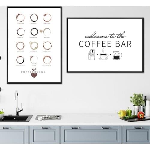 Coffee Poster Art Prints Kitchen Wall Decor Cafe Shop Signs Canvas Painting Modern Minimalist Wall Art Pictures Decoration