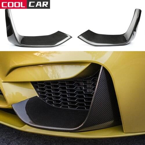 Carbon Fiber Front Bumper Fog Lights Corner Splitters Covers Trim for BMW F80 M3 F82 F83 M4 4 Door 2 Door 2014 - 2017