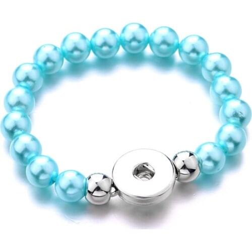 Multicolor beads 18mm snap button jewelry Elastic bracelet XH5125