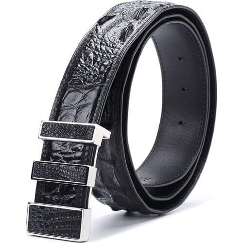 New fashion Male Belt Geniune Crocodile Strap Luxury Alloy Buckle Belts For Men Fancy Bintage Jeans Cintos Masculinos