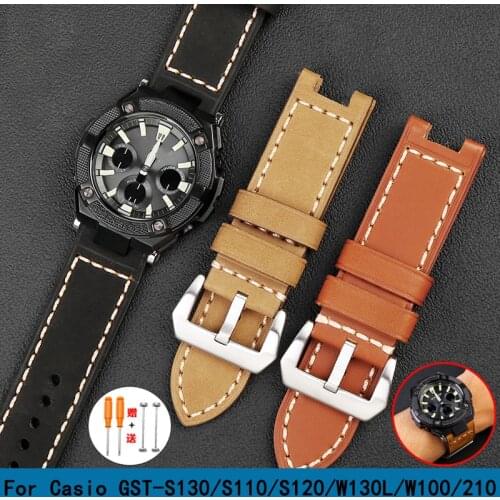 High Quality Genuine leather watchband For Casio GST-S130/S110/S120/W130L/W100/210 Watchband Watch Accessories