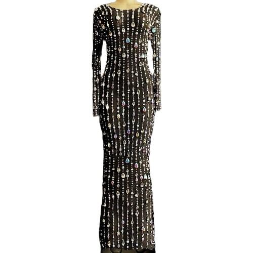 Luxury Glistening Rhinestones Tops Skirt Two-Piece Set Shining Diamonds Dresses Nightclub DJ Singer Dance Performance Costumes