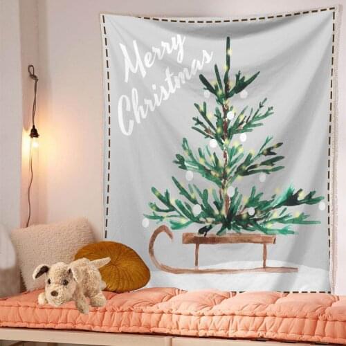 Christmas New Year Hanging Tapestry Merry Christmas Tree Reindeer Snowflake Forest Tapestry for Bedroom Living Room Dorm