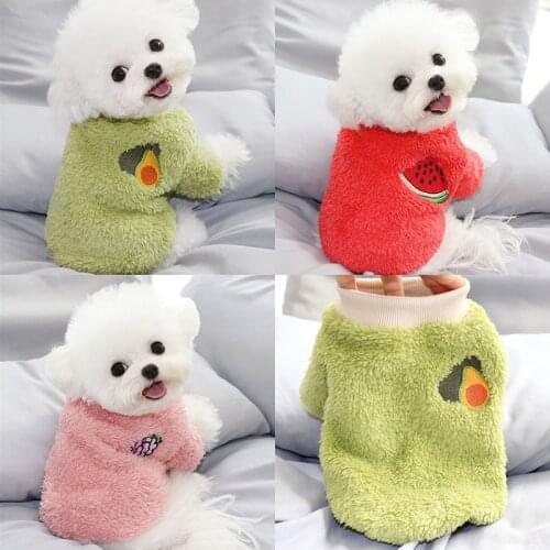Cute Bichon Warm Sweater Teddy Clothes Pet Dog Fruit Fleece Puppy Winter Warm Clothes Pet Dog Products