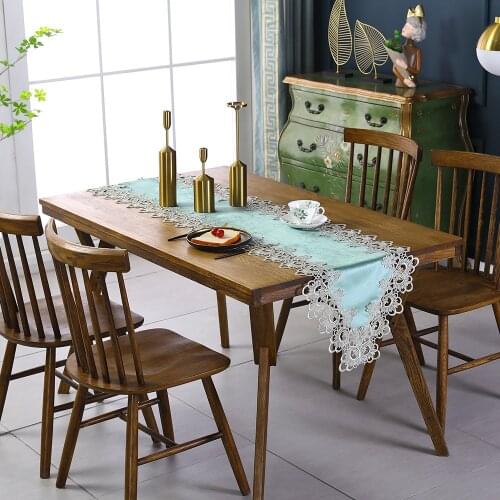 Nordic Fabric Embroidered Tablecloth , Coffee Table Towel , Hollow Cover Towel , Placemat , Solid Wood Table Bunting , 90-310cm