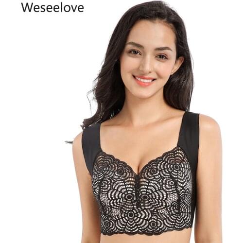 Weseelove Hot Sale Summer Plus Size Bras for Women Lace Underwear Push Up Without Rims Silk Adjustment Sports Bra Sexy Bra X09-2