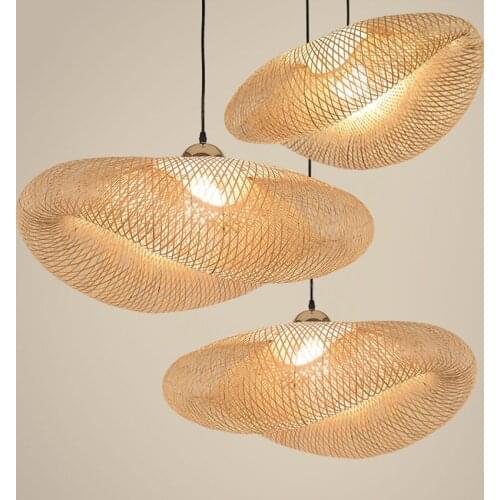 Japanese Handicraft Pendant Lamp Bamboo Kitchen Fixtures Led Pendant Light Suspension Home Indoor Dining Room Hanging Lamp