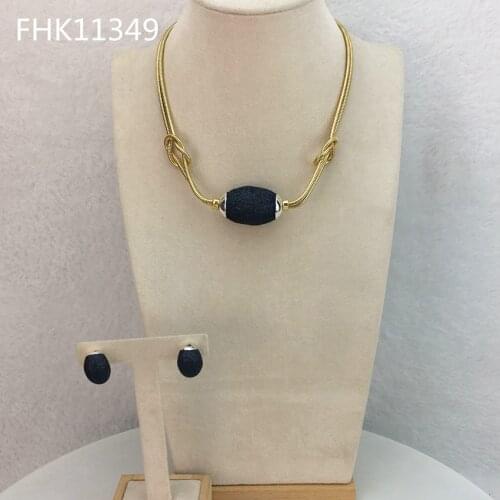 Yuminglai Dubai Jewelry Sets Simple Jewelry for Women Necklace with Earrings FHK11349