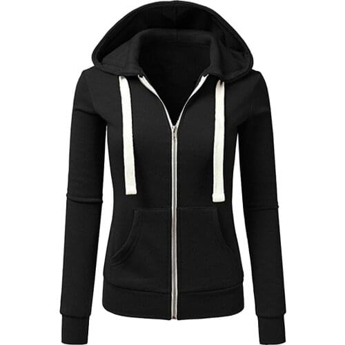 Stylish Bar Women Long Sleeve Hooded Sweatshirt Patchwork Solid Color Hooded Zipper Casual Sport Coat Pullovers Girl Female coat