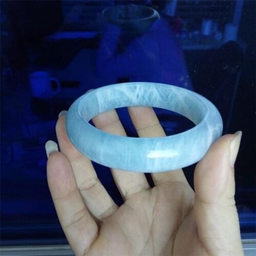 2018 New Arrival Unique Genuine Blue Natural Aqu amarine Stone Bangle Bracelets For Women Female Inner Diameter 58mm