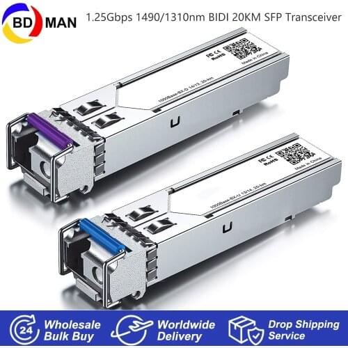 1.25G 1310/1490nm BIDI Simplex LC 20KM 1000BASE-BX-U SFP Transceiver,Compatible SFP-GD-BX34TH,ET4203-BX20-HPC,MGBBX1