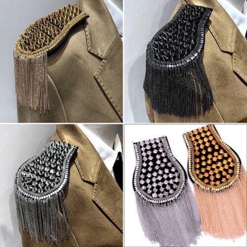 1 Piece Male And Female Handsome Performance Small Suit Exaggerated Rivet Tassel Fashion Armband Cross-Border Retro Style Badge