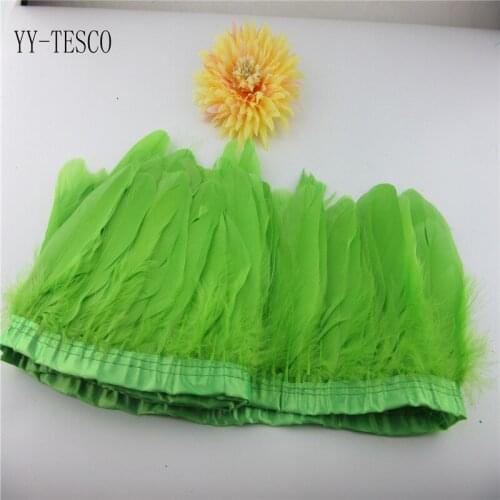 10 yards green Goose Feather Trims Dyed Goose Feather Ribbons 15-20cm Duck Feather Fringes for Carnival Ornaments decoration