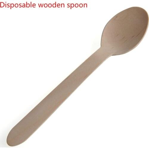 100Pcs Disposable Wooden Spoon Mini Ice Cream Spoon Wood Western Dessert Scoop Wedding Party Tableware Kitchen Safe New