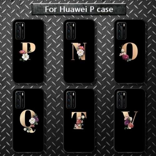 26 English Initial Letter Flower Phone Case for huawei P40 pro lite P8 P9 P10 P20 P30 psmart 2019 2017 2018