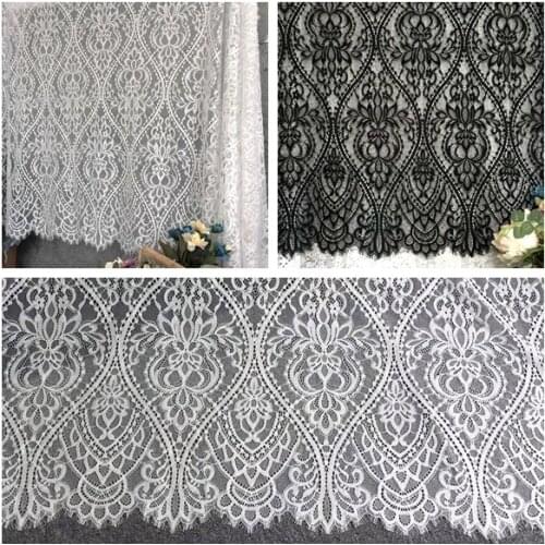 3M/Lot Thickened European Eyelash Lace Fabric 150CM Wide DIY Wedding Dress Half Skirt Home Textile Decorative Accessories
