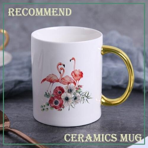 400ml Coffee Mug Flamingo Mug Cartoon Ceramic Water Cup Milk Coffee Tea Cup friends mug Children Boys Girl Gift KTZW-030