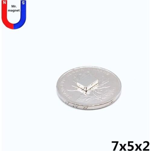 500pcs high quality 7x5x2mm Super strong neo neodymium magnet 7mm x 5mm x 2mm, 7x5x2 NdFeB magnet 7*5*2mm, 7mmx 5mmx 2mm magnets
