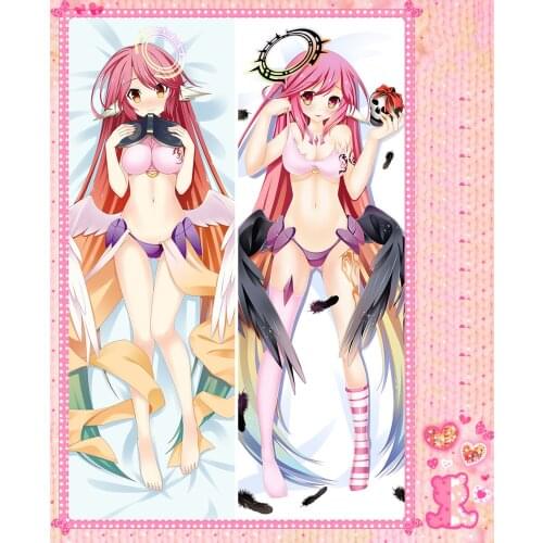 Anime Cartoon No Game No Life Double-Sided Bolster Hugging Pillow Case Pillow Cover Pillowcase Peach Skin 2 Way No.56067