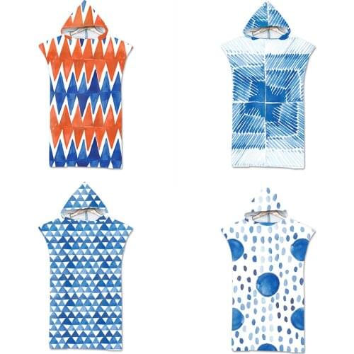 75*110cm Microfiber Printed Hooded Bath Beach Towel For Adults Quick Dry Swimming Poncho Bath Towel With Cloak Bathrobe