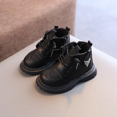 2021 Infant Baby Martin Boots Autumn Winter 1-6 Years Boy Girl British Leather Boots Toddler Fashion Waterproof Shoes Sneakers