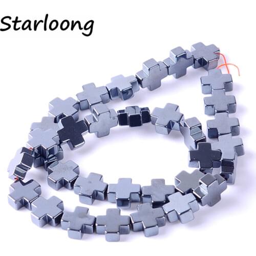 1pack/lot 2.6*6mm Natural stone bright cross shape loose spacer hematite beads for DIY jewelry necklace bracelet making