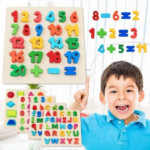 Puzzles Wooden Toys For Children/ Alphabet Geometry Digital Baby Puzzle 3D Toy Game Puzzle Education Toy For Kids