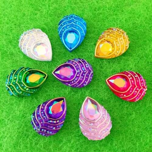 DIY40 pieces 18 mm*14 mm AB Mixed colors resin drop drill peacock eye crystal wedding dress decoration -E19A