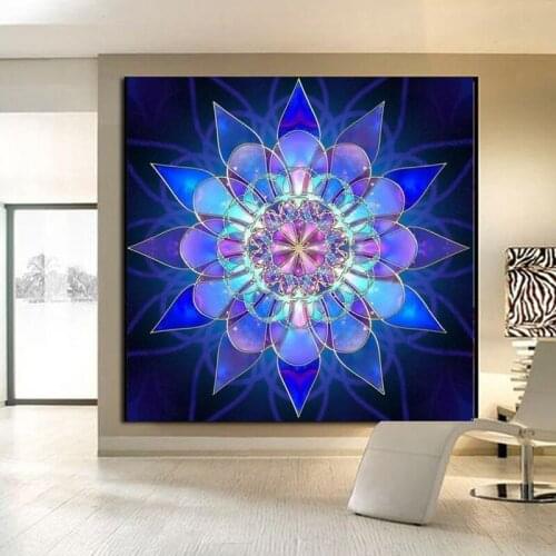 Eco-Friendly Diamond Painting Mandala Stitch DIY Framed Drill 5D DIY Full Drill Craft Mosaic Embroidery Purple Photo Needlework