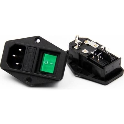 Huijunbrand AC power socket socket with lamp green switch 10A with switch socket with fuse device