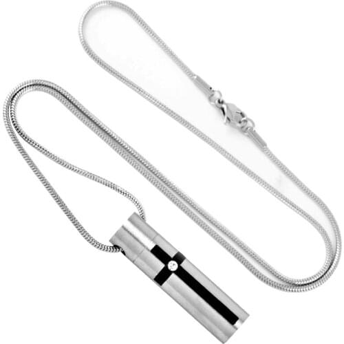 IJD9160 Stainless Steel Cross Cylinder crystal Pet Memorial Urn Necklace Ashes urn Pendant jewelry