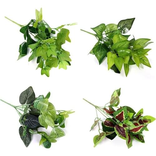 Artificial Plant Fake Flower Decor Simulation Green Leaf Plant Artificial Plastic Plant For Home Garden Decor Fake Flowers