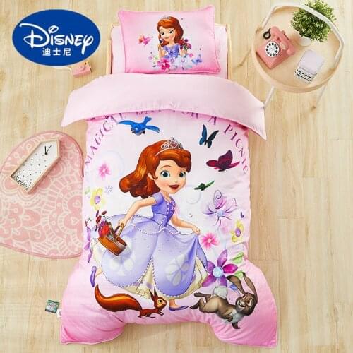 Disney Cartoon Sophia Mickey Mouse Bedding Set for Baby Crib Bed 3Pcs Duvet Cover Bedsheet Pillowcase for Baby Boy Girl 0.6m bed
