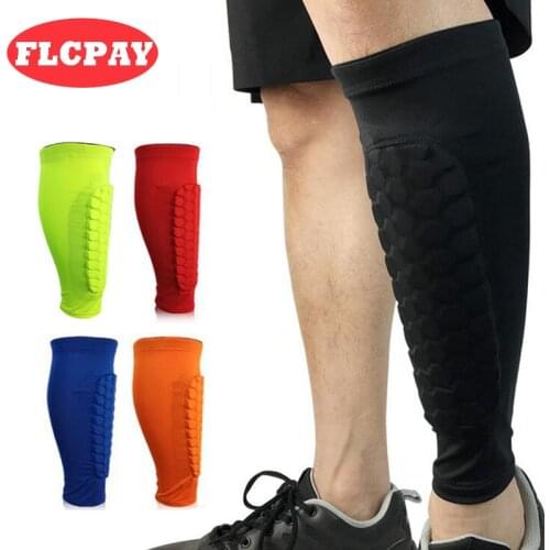 1 Pair Honeycomb Anti-collision Football Shin Guard Calf Support Compression Muscle Socks Running Leg Sleeve Cycling Leg Warmers