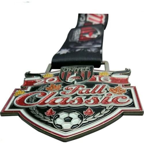 2020 Hot Selling Custom Design Football Medals Hot Sale Wholesale Football Trophy with Flash Metal Medals