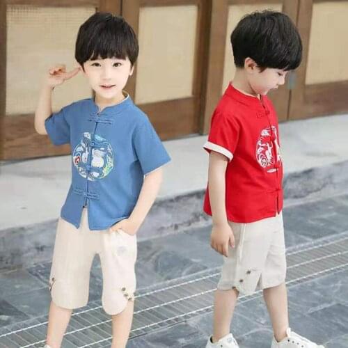 Hot Sale Blue/Red Color Summer Baby Boys Clothes 2Pieces Toddler Kids Clothing Set Boys Outfits Casual Fashion Boy Tracksuits
