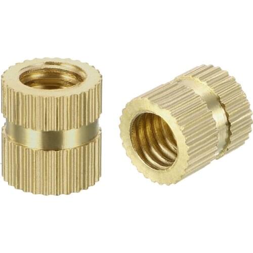 M6 x 10mm(L) x 8.5mm(OD) Female Thread Brass Knurled Threaded Insert Embedment Nuts, 100 Pcs