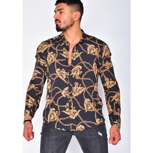 2021 Hot Sale European American High-End Mens Long Sleeve Shirt Clothing Casual Fashion Printed Shirt Single-Breasted Cardigan