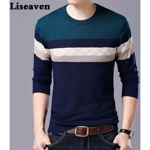 Liseaven Men Tops Autumn Winter Pullovers Male Long Sleeve Sweater Slim Fit Pullover Sweaters