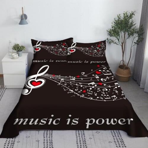 Musical Notation Bed Sheet Set 3D Printed Music Score Polyester Bed Flat Sheet With Pillowcase Print Bed linen King Queen Size