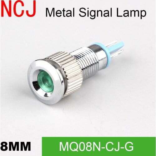 NCJ 8mm LED Signal lamp Indicator Metal signal lamp Warning light pilot light boat light dashboard car 3V 6V 12V 24V 110V 220V