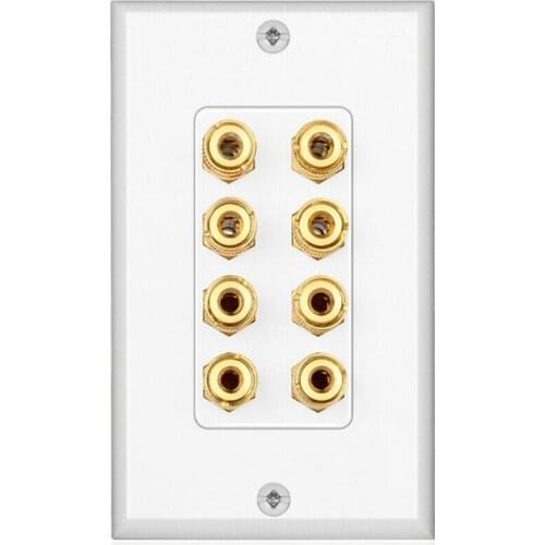 New 8 Posts Speaker Wall Plate Home Theater Wall Plate Audio Panel for 4 Speakers