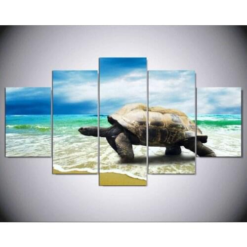 New 5 Pieces/sets Canvas Art Canvas Paintings5 Panel SeaTturtles on the Beach Decorations For Home Wall Art Prints Canvas\A518