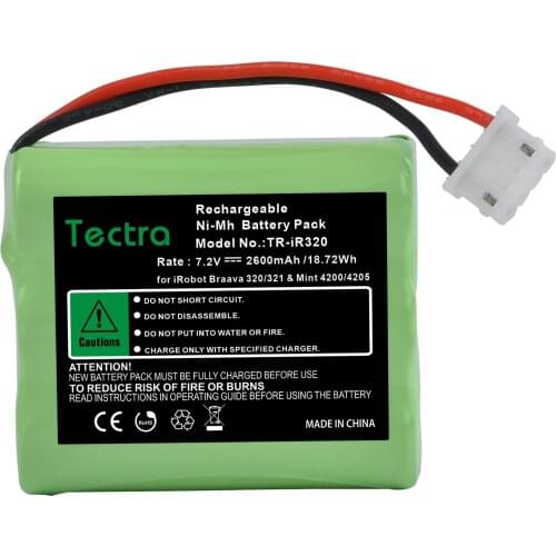 Tectra 2600mAh Ni-MH Replacement Battery for iRobot Braava 320 & 321 Mint 4200 Mint 4205 Battery