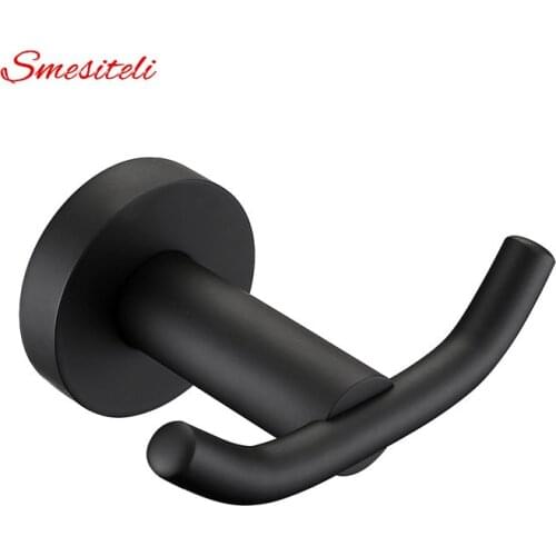 Smesiteli Wholesale Durable Single Robe Hook Bathroom Wall Hook Towel Coat Hangers Matte Black Finish Sus304 Stainless Steel