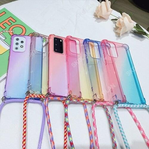 For INFINIX HOT 10i Note 10 8 Pro Strap Cord Chain Necklace Lanyard phone case for infinix Note 8i Gradient Airbag Corners Case