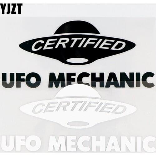 YJZT 15.3×6.5CM Certified Ufo Mechanic Vinyl Car Sticker Decals Funny Decor Cool Black / Silver 10A-0611