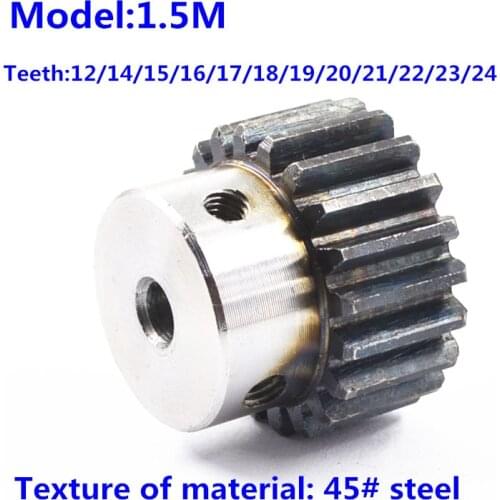 Spur Gear pinion Mod1.5 M=1.5 12 14 15 16 17 18 19T Right Teeth 45# steel positive gear CNC gear rack transmission motor gears
