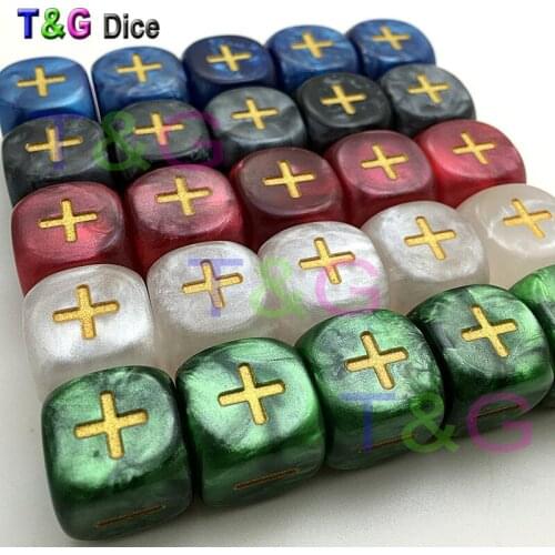 Brand New 6pcs/lot 5 Color 16mm Fate or Fudge Dice ,two of "+" "-" blank faces for Special Board Game